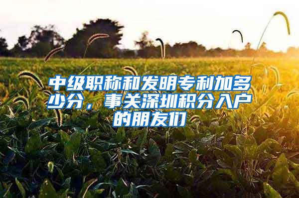 中级职称和发明专利加多少分，事关深圳积分入户的朋友们