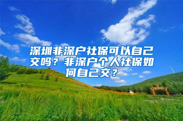 深圳非深户社保可以自己交吗？非深户个人社保如何自己交？