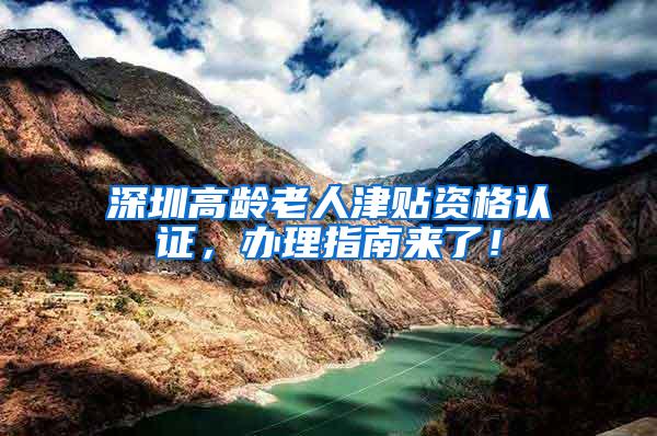 深圳高龄老人津贴资格认证，办理指南来了！
