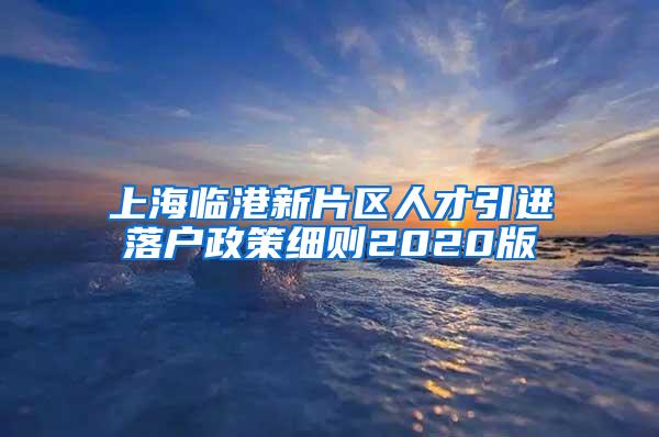 上海临港新片区人才引进落户政策细则2020版