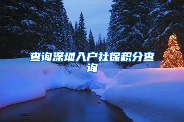 查询深圳入户社保积分查询