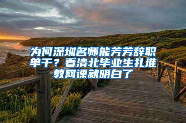 为何深圳名师熊芳芳辞职单干？看清北毕业生扎堆教网课就明白了