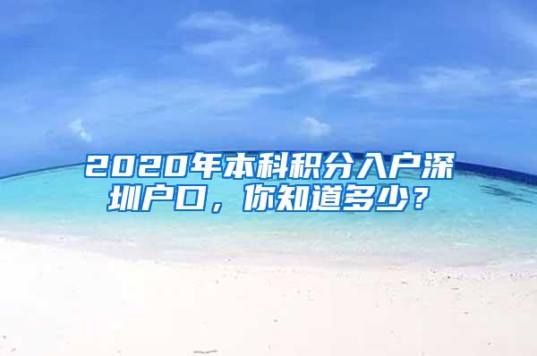 2020年本科积分入户深圳户口，你知道多少？