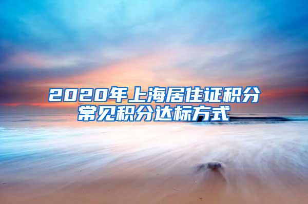 2020年上海居住证积分常见积分达标方式