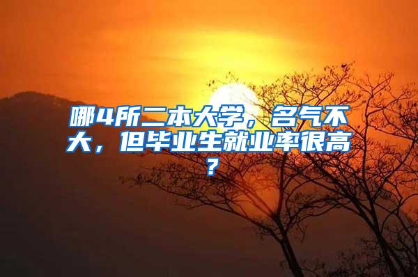 哪4所二本大学，名气不大，但毕业生就业率很高？