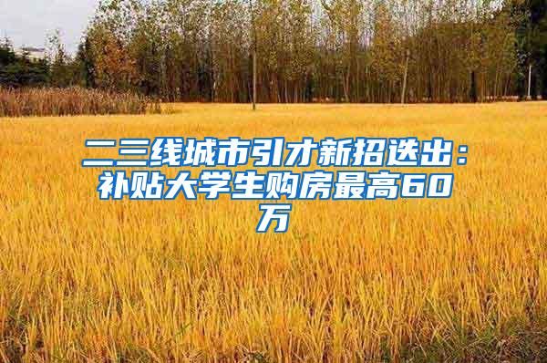 二三线城市引才新招迭出：补贴大学生购房最高60万