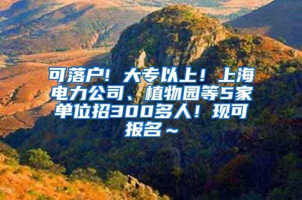 可落户! 大专以上！上海电力公司、植物园等5家单位招300多人！现可报名～