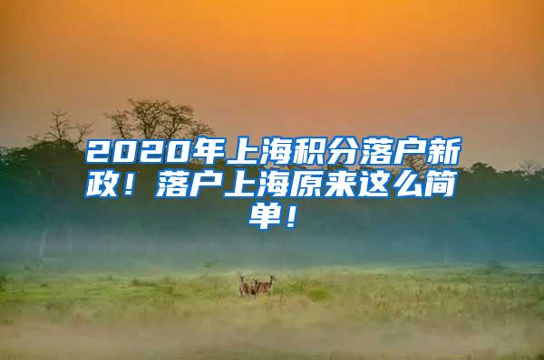 2020年上海积分落户新政！落户上海原来这么简单！