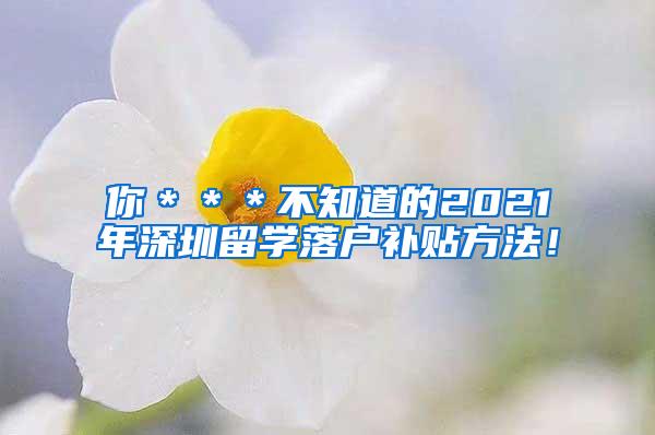 你＊＊＊不知道的2021年深圳留学落户补贴方法！