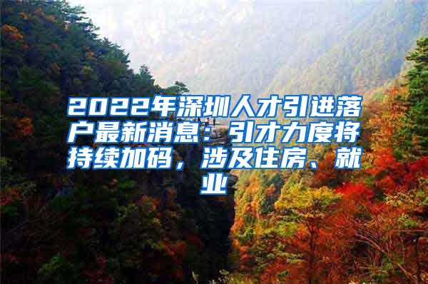 2022年深圳人才引进落户最新消息：引才力度将持续加码，涉及住房、就业