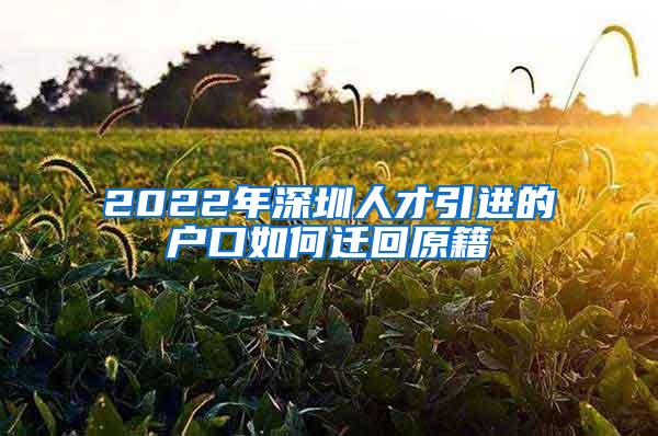 2022年深圳人才引进的户口如何迁回原籍