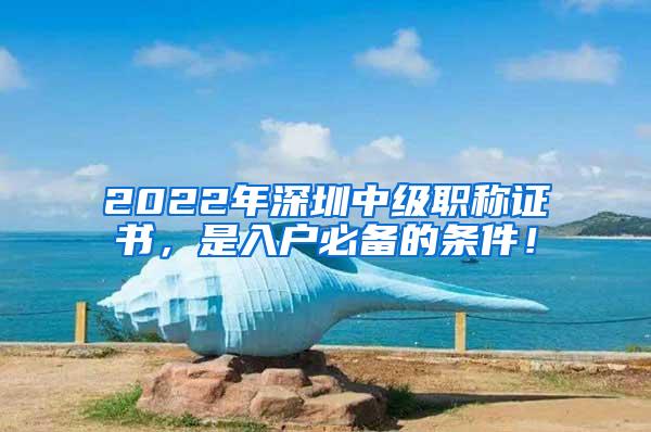 2022年深圳中级职称证书，是入户必备的条件！