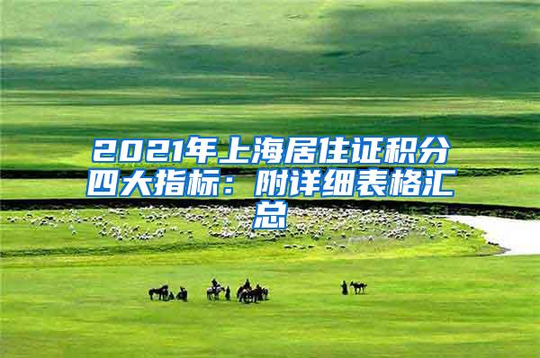 2021年上海居住证积分四大指标：附详细表格汇总