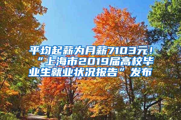 平均起薪为月薪7103元！“上海市2019届高校毕业生就业状况报告”发布