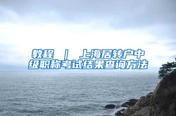 教程 ｜ 上海居转户中级职称考试结果查询方法