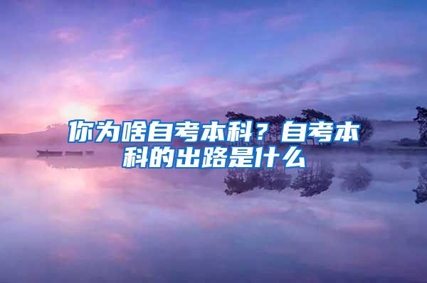 你为啥自考本科？自考本科的出路是什么