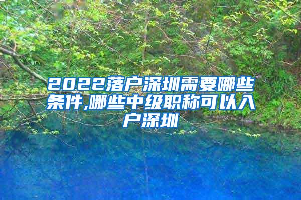 2022落户深圳需要哪些条件,哪些中级职称可以入户深圳