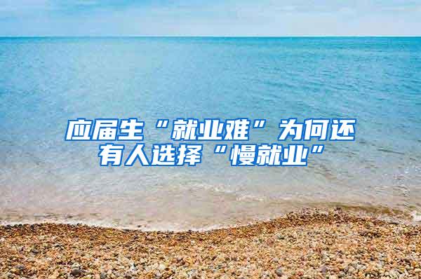 应届生“就业难”为何还有人选择“慢就业”