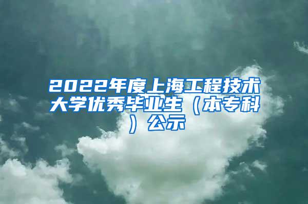 2022年度上海工程技术大学优秀毕业生（本专科）公示