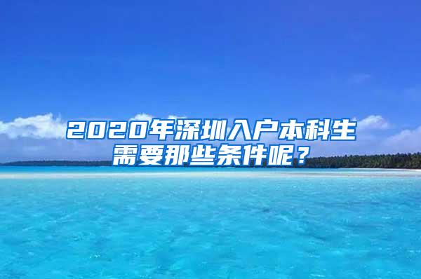 2020年深圳入户本科生需要那些条件呢？