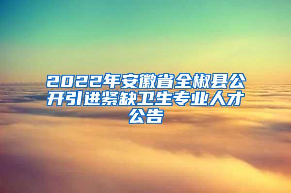 2022年安徽省全椒县公开引进紧缺卫生专业人才公告