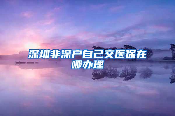 深圳非深户自己交医保在哪办理