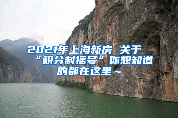 2021年上海新房 关于“积分制摇号”你想知道的都在这里～