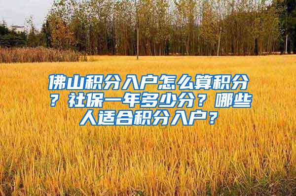 佛山积分入户怎么算积分？社保一年多少分？哪些人适合积分入户？