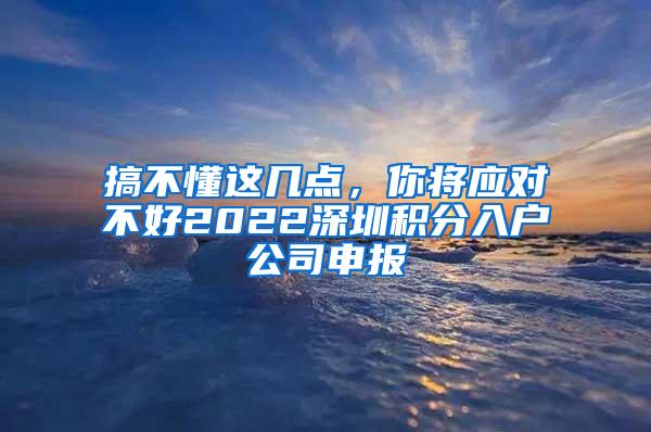 搞不懂这几点，你将应对不好2022深圳积分入户公司申报