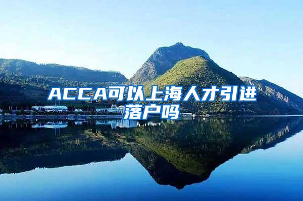 ACCA可以上海人才引进落户吗