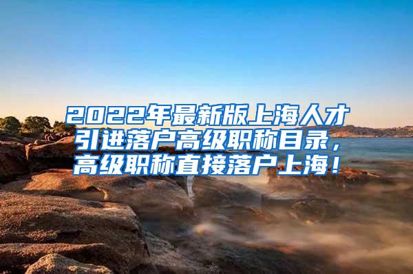 2022年最新版上海人才引进落户高级职称目录，高级职称直接落户上海！