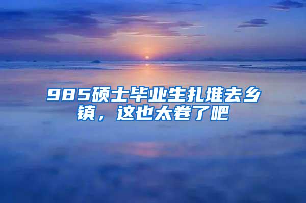 985硕士毕业生扎堆去乡镇，这也太卷了吧