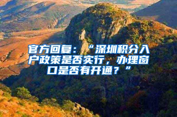 官方回复：“深圳积分入户政策是否实行，办理窗口是否有开通？”