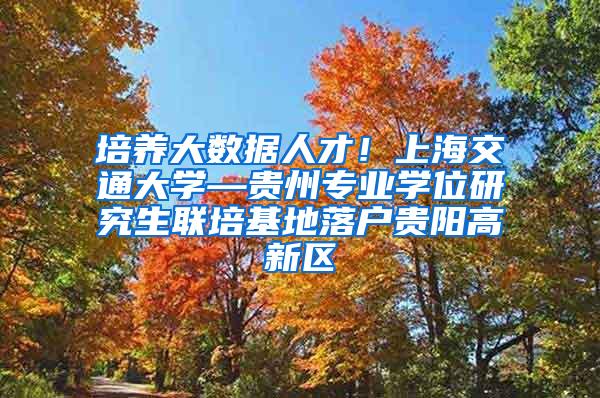 培养大数据人才！上海交通大学—贵州专业学位研究生联培基地落户贵阳高新区