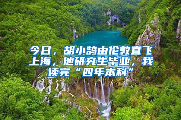 今日，胡小鹄由伦敦直飞上海，他研究生毕业，我读完“四年本科”