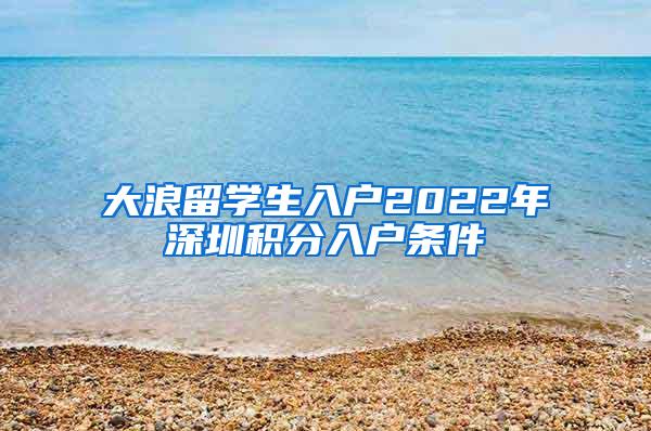 大浪留学生入户2022年深圳积分入户条件