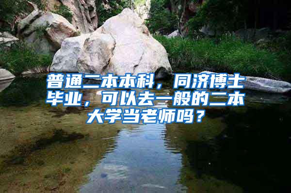 普通二本本科，同济博士毕业，可以去一般的二本大学当老师吗？