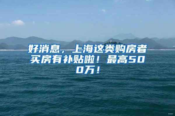 好消息，上海这类购房者买房有补贴啦！最高500万！