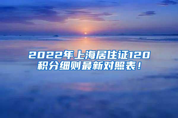 2022年上海居住证120积分细则最新对照表！