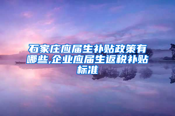 石家庄应届生补贴政策有哪些,企业应届生返税补贴标准