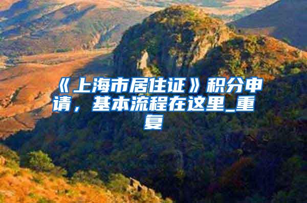 《上海市居住证》积分申请，基本流程在这里_重复
