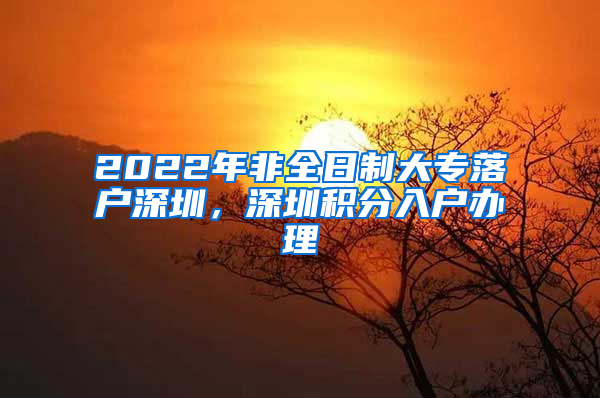 2022年非全日制大专落户深圳，深圳积分入户办理