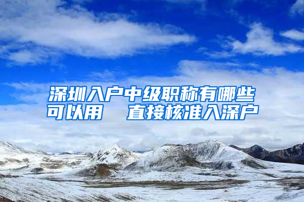 深圳入户中级职称有哪些可以用  直接核准入深户