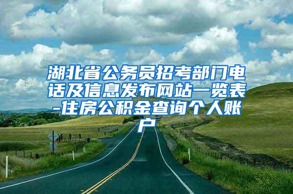 湖北省公务员招考部门电话及信息发布网站一览表-住房公积金查询个人账户