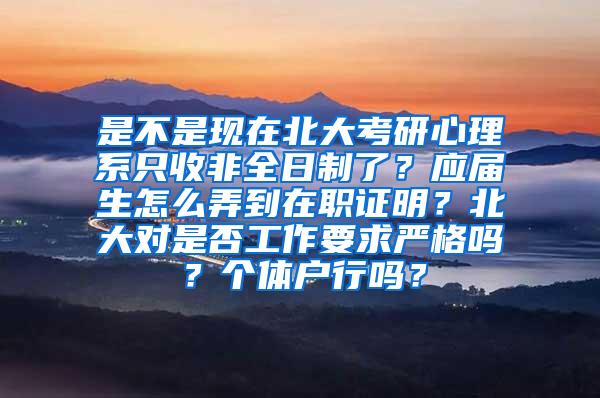 是不是现在北大考研心理系只收非全日制了？应届生怎么弄到在职证明？北大对是否工作要求严格吗？个体户行吗？