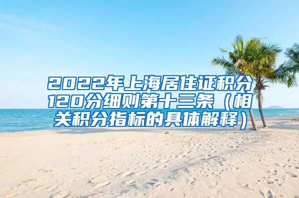 2022年上海居住证积分120分细则第十三条（相关积分指标的具体解释）