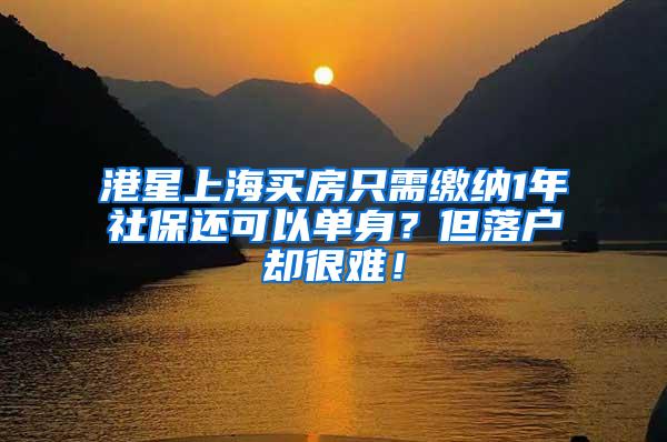 港星上海买房只需缴纳1年社保还可以单身？但落户却很难！