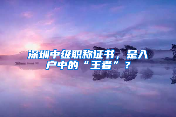 深圳中级职称证书，是入户中的“王者”？