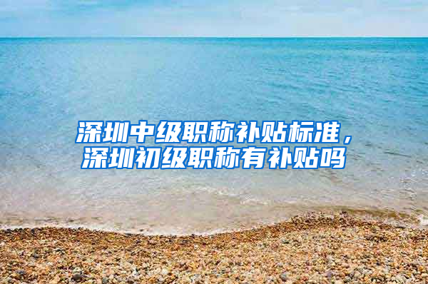 深圳中级职称补贴标准，深圳初级职称有补贴吗