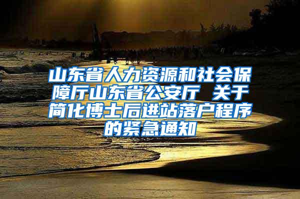 山东省人力资源和社会保障厅山东省公安厅 关于简化博士后进站落户程序的紧急通知